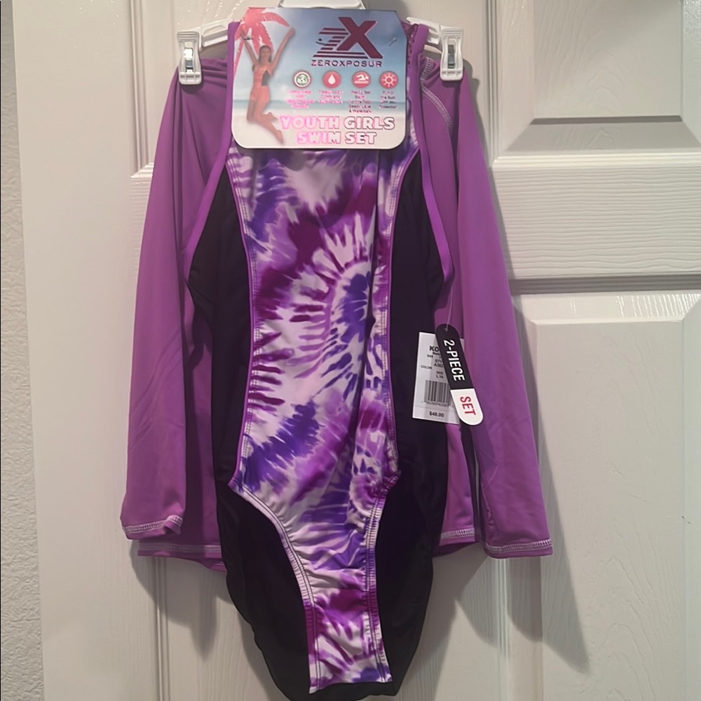 ZeroXposur Purple and Black Kids Swim One Piece